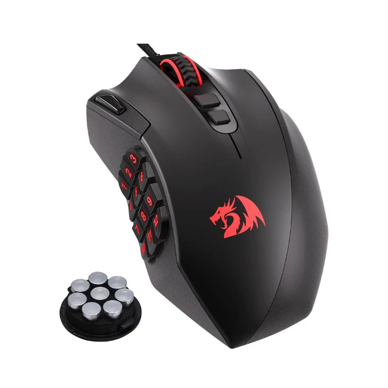 Redragon M921 MMO Gaming Mouse 12400 DPI High Precision Wired RGB Mice 18 Programmable Buttons, 12 Side Macro Keys